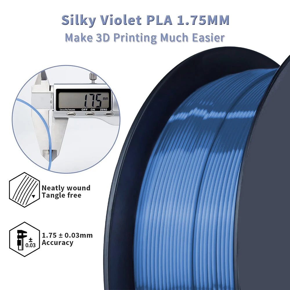 250g 1Kg Silk Copper 3D Printer Filament PLA 1.75mm Silk Gold PLA 3D Printing Material Shiny silk Silver blue pla 0.25Kg