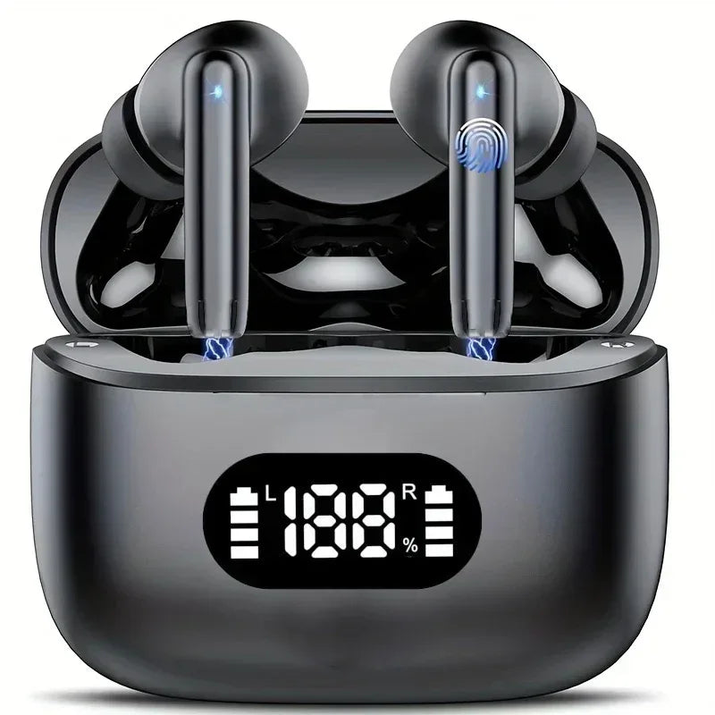 Trådlösa Hörlurar 40dB Brusreducering Bluetooth 5.3 med LED-Display Black