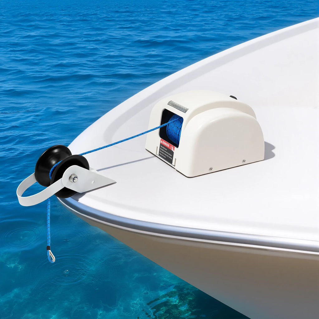Electric Anchor Winch| 45lbs 12V Remote Control Saltwater Boat Anchor Winch W/ 100ft Rope| Marine Saltwater Boat Accessories