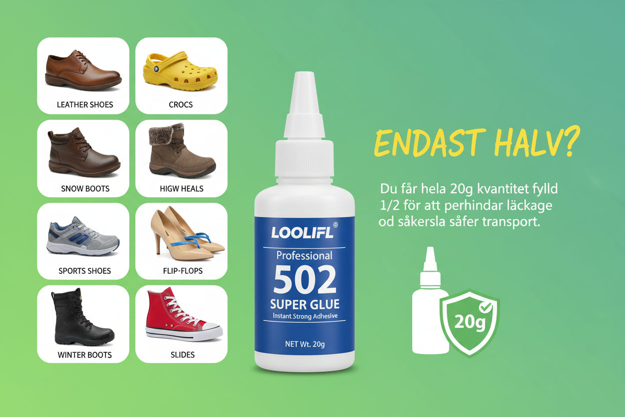 LOOLIFL Skoklister 20ml - Starkt Vattentätt Lim för Skor Stövlar Sulor Reparation