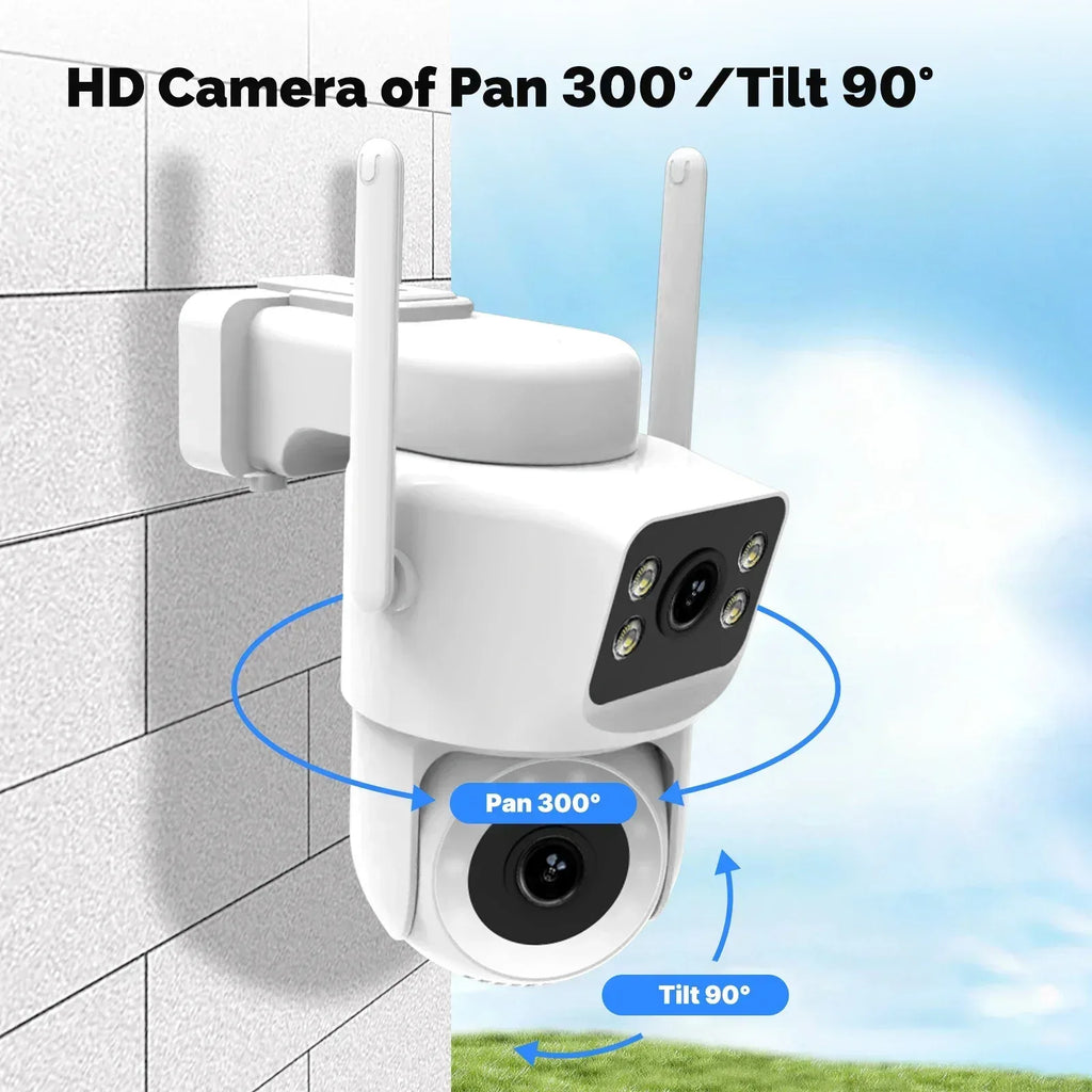 Moes Smart WiFi Utomhus Säkerhetskamera 8MP Dual Screen 2.4G/5G IP65 Vattentät