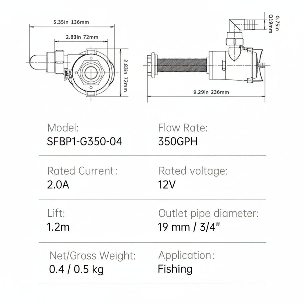 Seaflo 04 Aerationspump - Professionell Levande Bete Pump 12V 350GPH