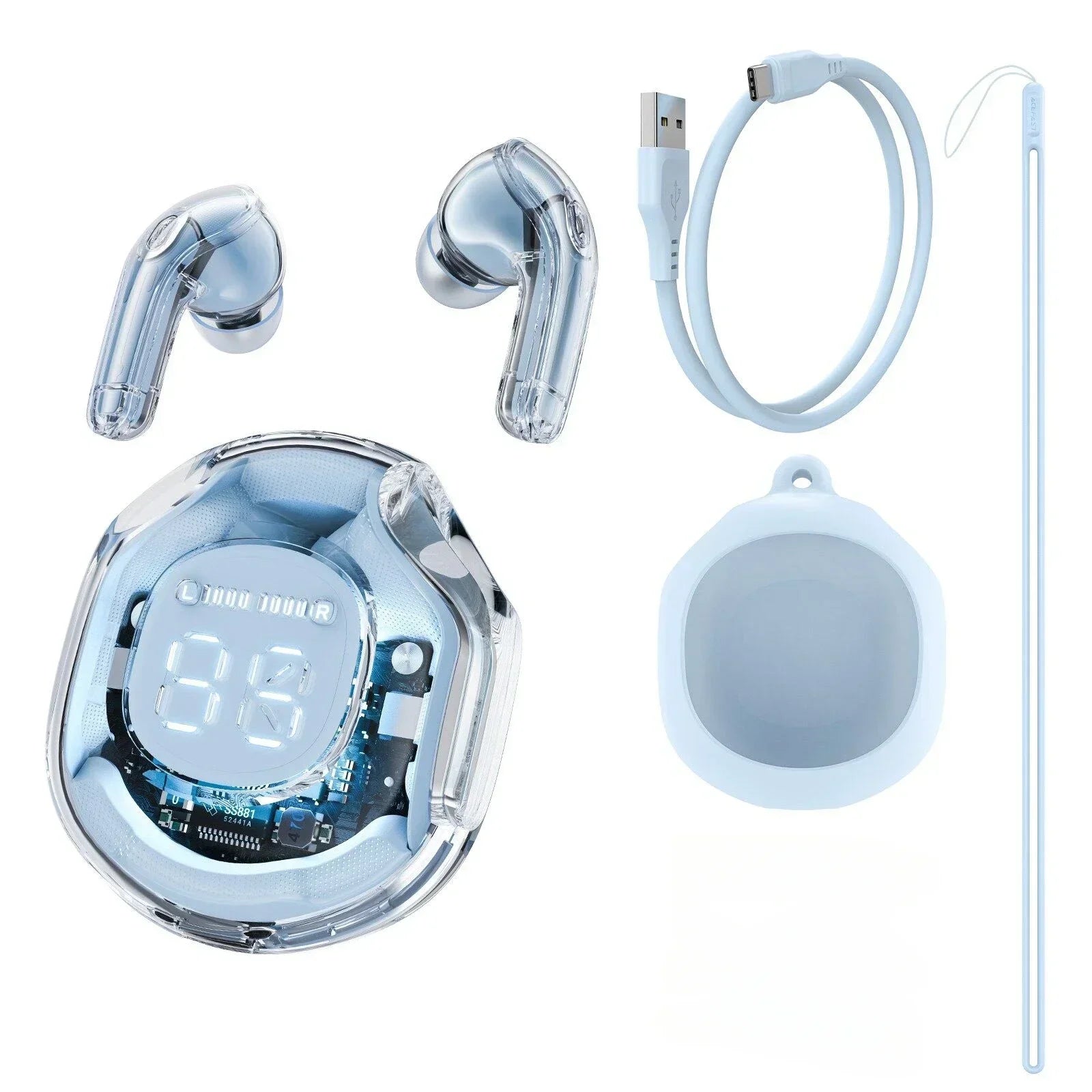 T8 Trådlösa Bluetooth Hörlurar - TWS Earbuds med LED Display och Laddningsetui