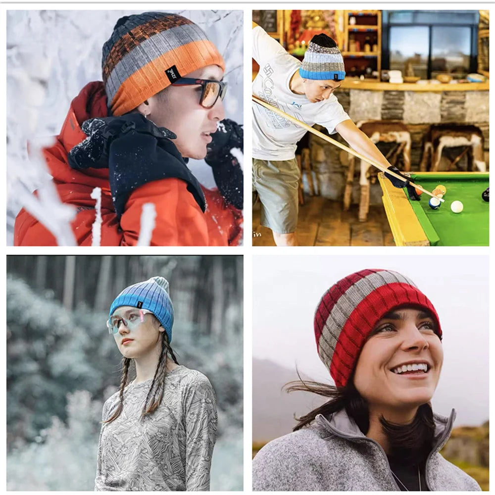 JZML Randig Vintermössa - Unisex Beanie för Skidåkning & Outdoor | Dam & Herr