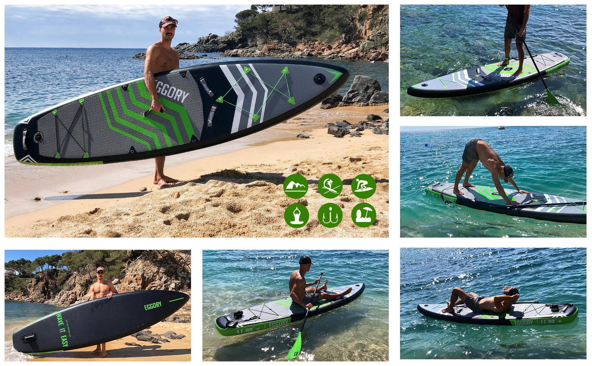 335 cm Uppblåsbar Stand Up Paddle Board 335cm - SUP Set för Vuxna med Kamerafäste