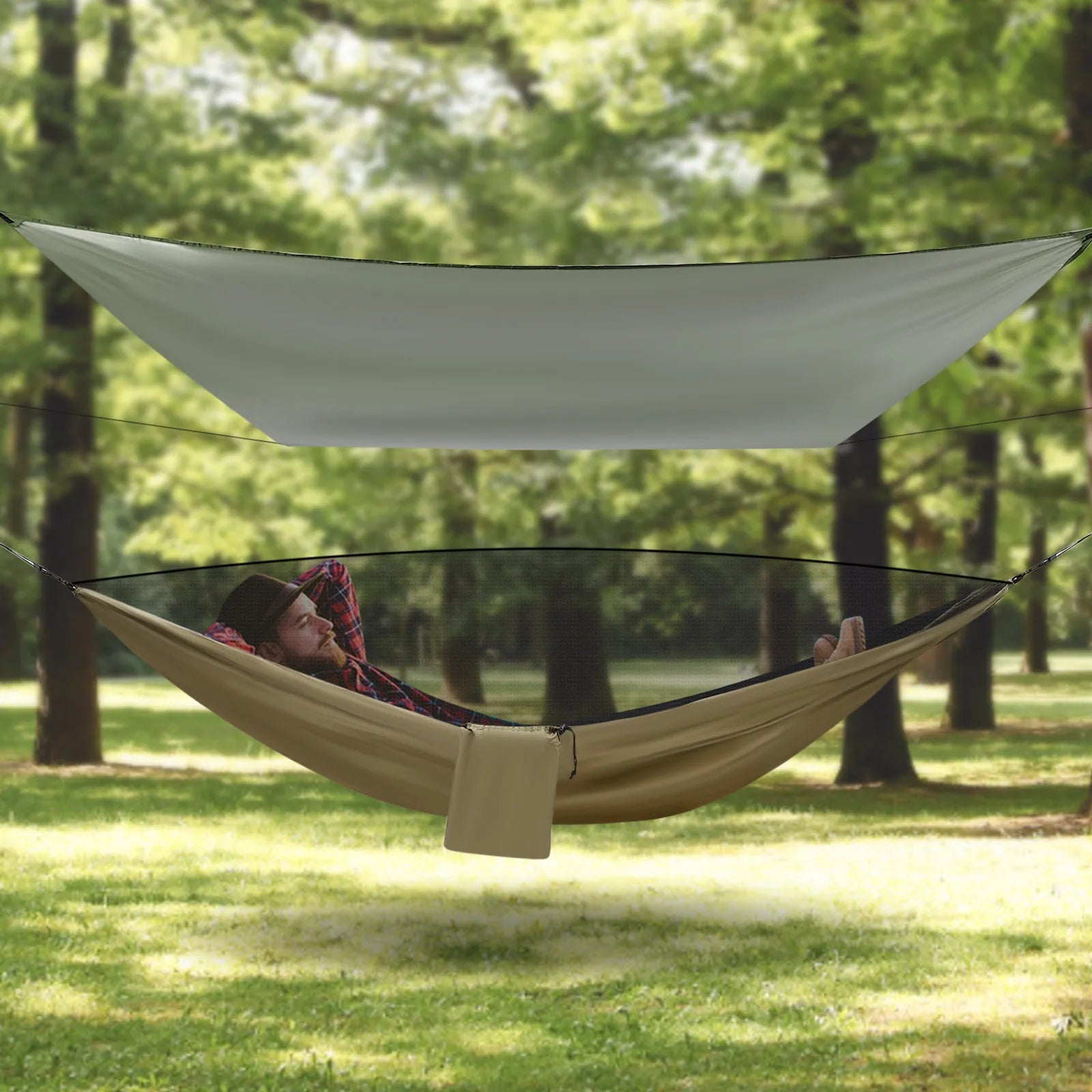Portable Camping Hammock and Canopy Awning Olive Drab Beach Hammock Canopy