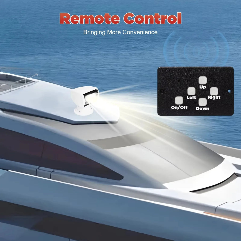 Spotlight Marine Spot Light Boat Searchlight Remote Control 12V 100W Waterproof 360° Rotate Lighting for Boat Truck Car White