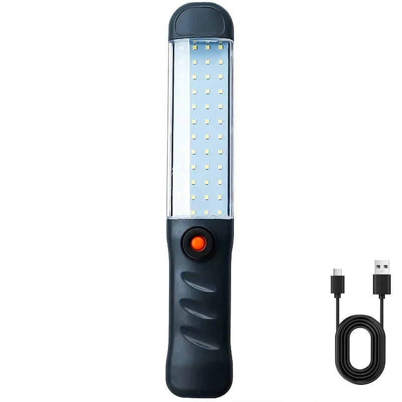 Uppladdningsbar LED-arbetslampa med Magnet, 360° Krok & Rött Varningsljus – 3 Ljuslägen, IPX4