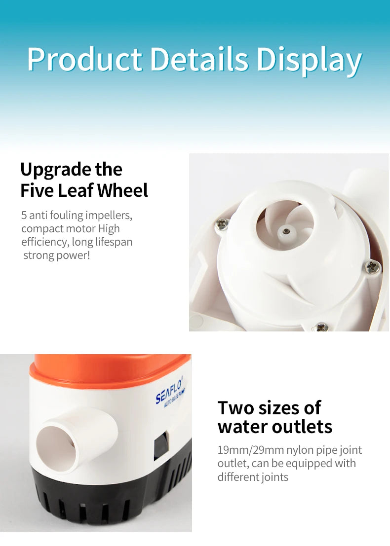 Premium Marin Länspump 12V/24V - Automatisk Dykbar Pump för Båt & Yacht