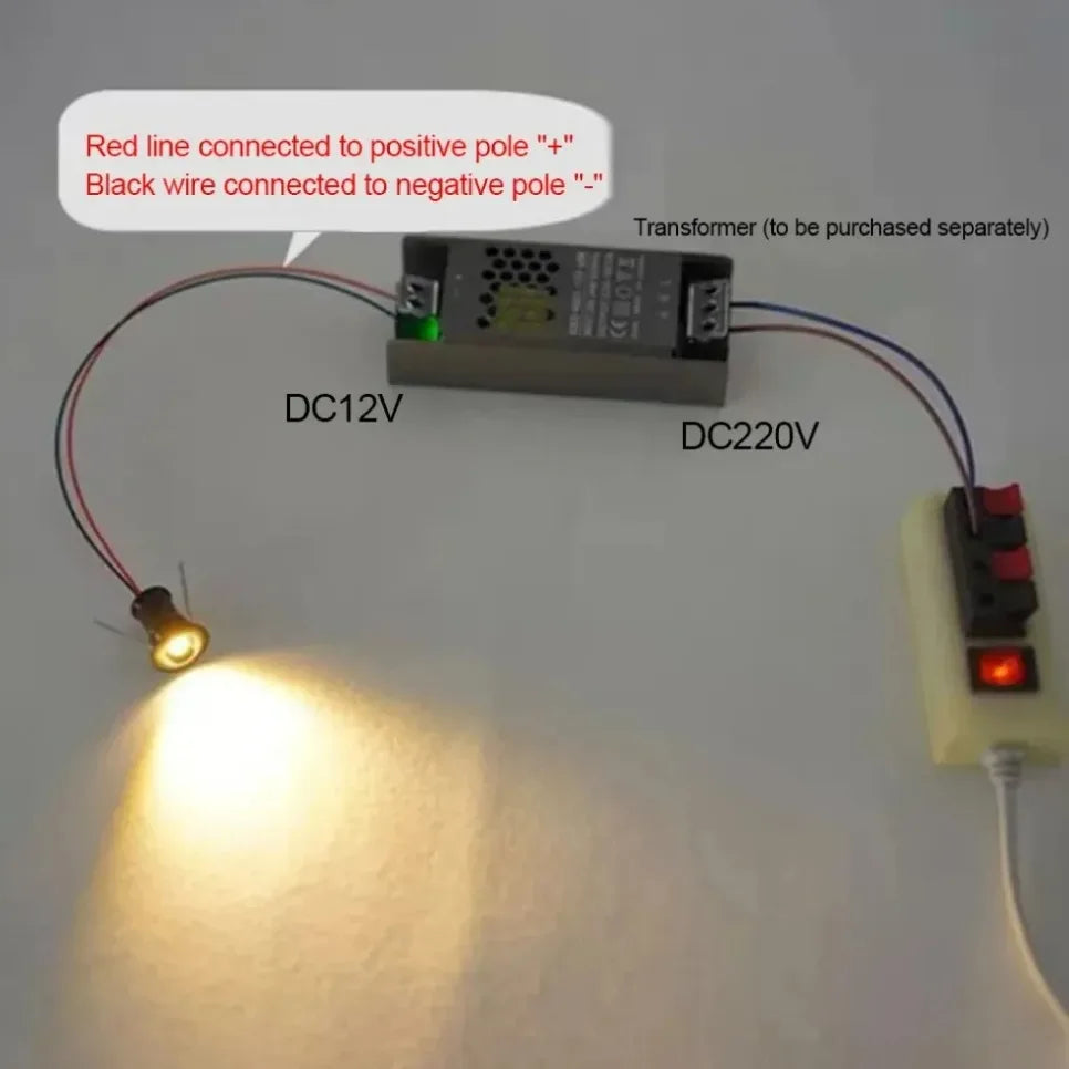Mini LED Spotlight 1W - Inbyggd Takspot 12V för Trappor & Skåp