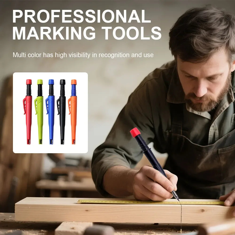 Woodworking Pencil Card Set, Deep Hole Marking and Drawing, with 2.8mm Reliable and Durable Lead, for Carpenters Engineering