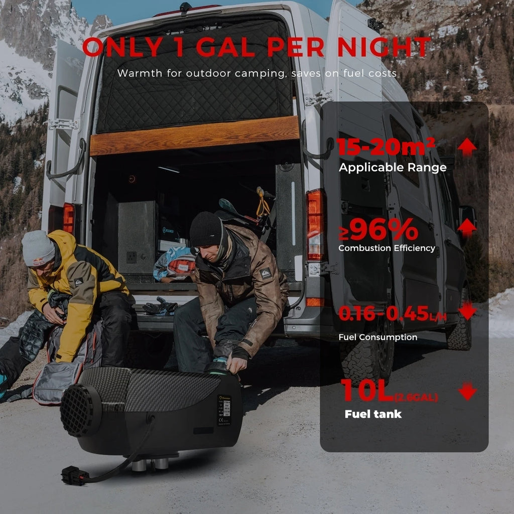 Dieselvärmare 2000W – Tyst Parkeringsvärmare 12V/24V med Bluetooth & LCD