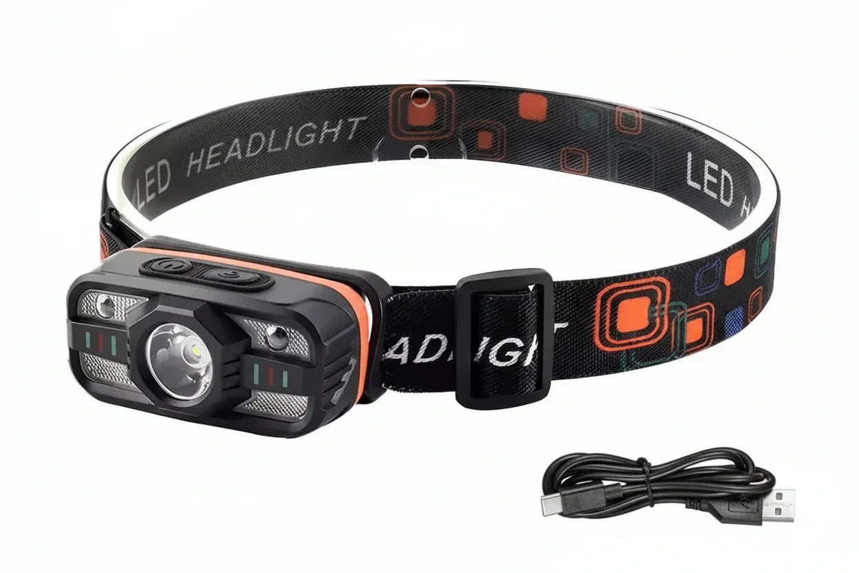 LED Pannlampa med Rörelsesensor - USB Uppladdningsbar 6 Lägen. 1PC with 50cm Cable