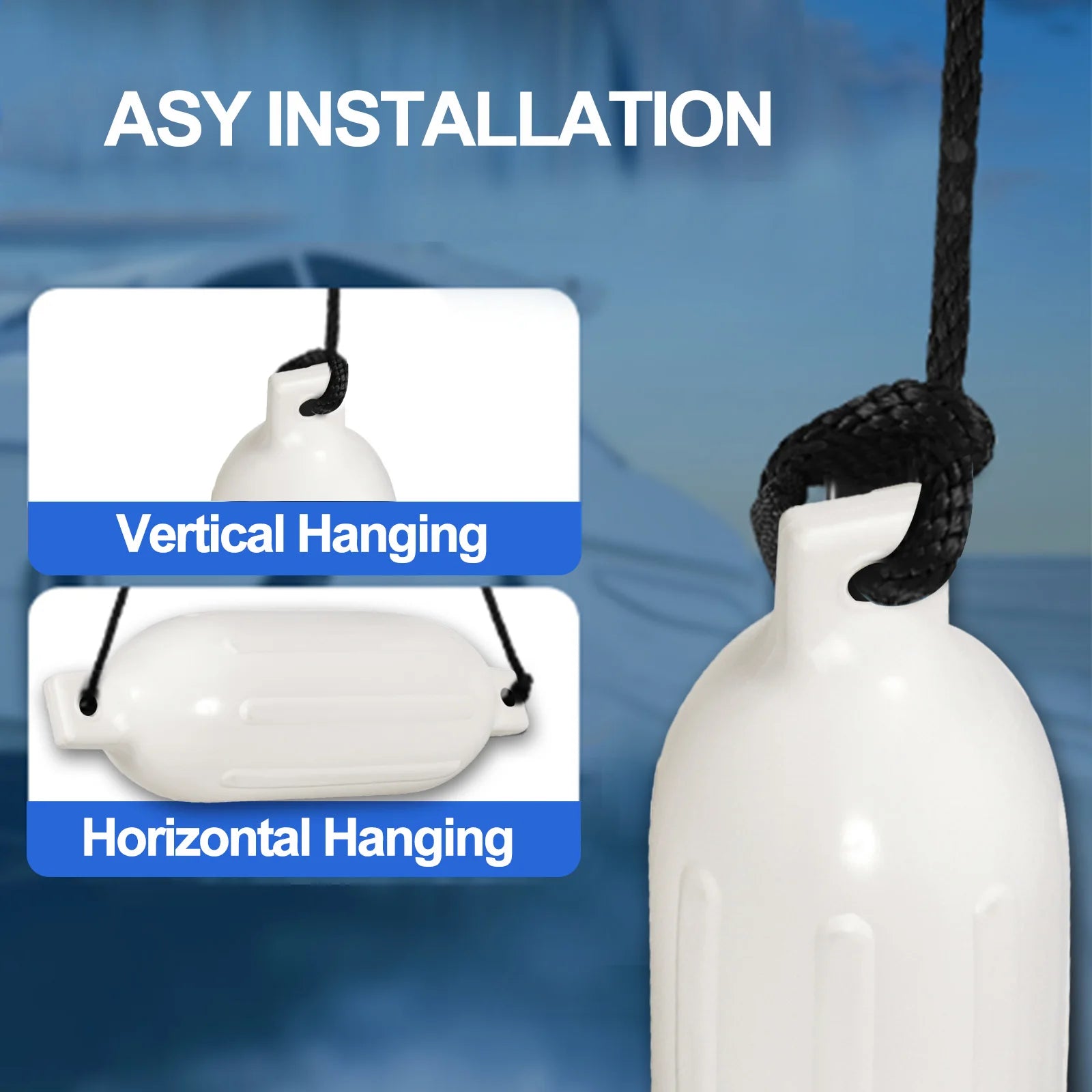 Båtfendrar 4-pack - Uppblåsbara Vinyl Fendrar 58cm - UV-beständiga