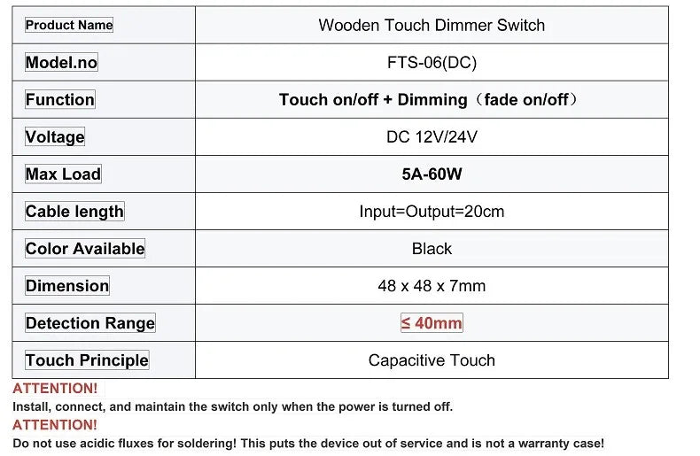 Smart Touch Dimmer Switch DC 12V/24V - LED Skåpbelysning med Sensor | 60W