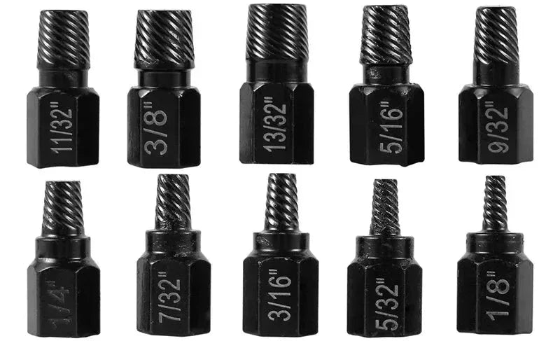 Skruvutdragare Set 10st - Legerat Stål - Borttagning av Skadade Skruvar 10