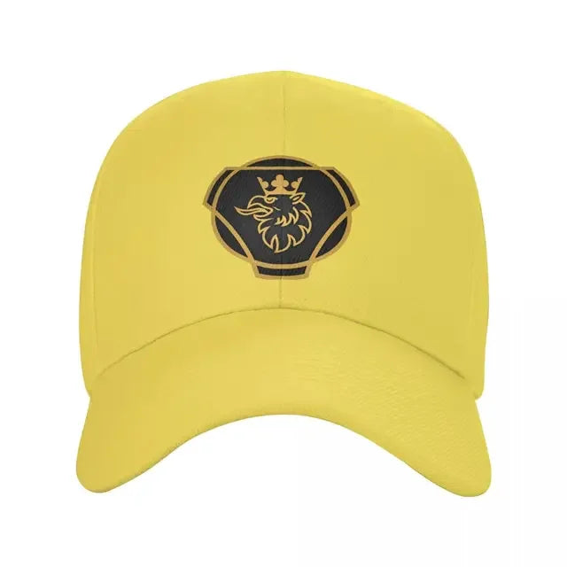 Sverige Lastbil Saab Scania Logo Keps - Andningsbar Dad Hat Snapback Yellow Baseball Cap
