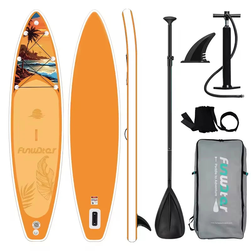 Uppblåsbar SUP-bräda 335cm - Komplett Set med Paddel, Pump & Tillbehör Orange kust Polen (3–6 dagar)