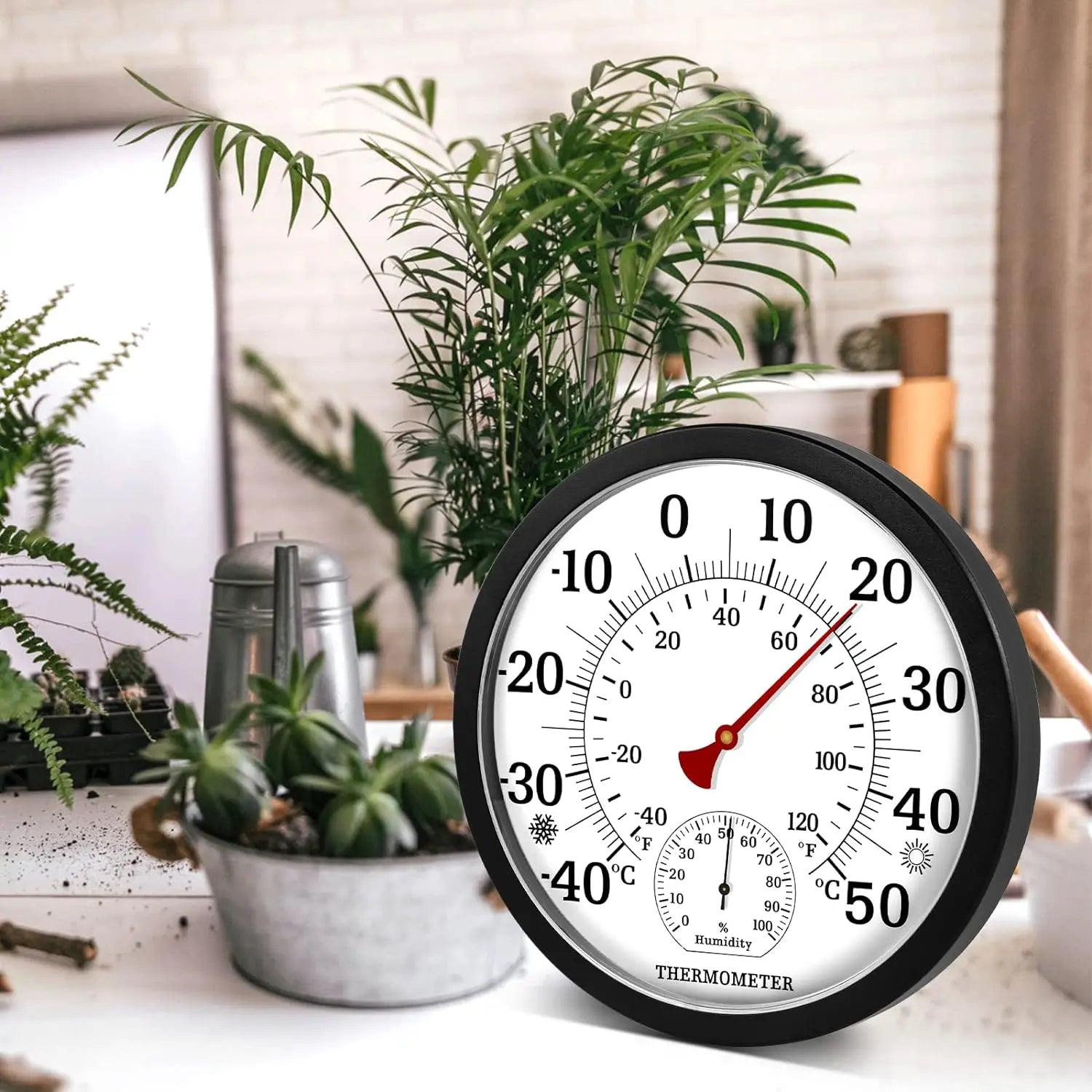 25CM Stor Termometer Hygrometer - Inomhus Utomhus Trädgård Väggmonterad