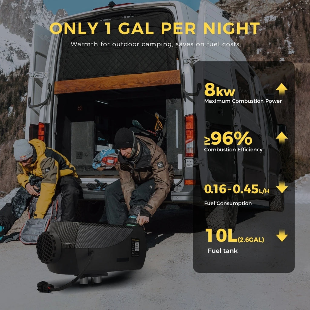 Dieselvärmare 8KW 12V Universal Parkeringsvärmare med Fjärrkontroll och LCD-skärm för Husbil, Husvagn och Campervan