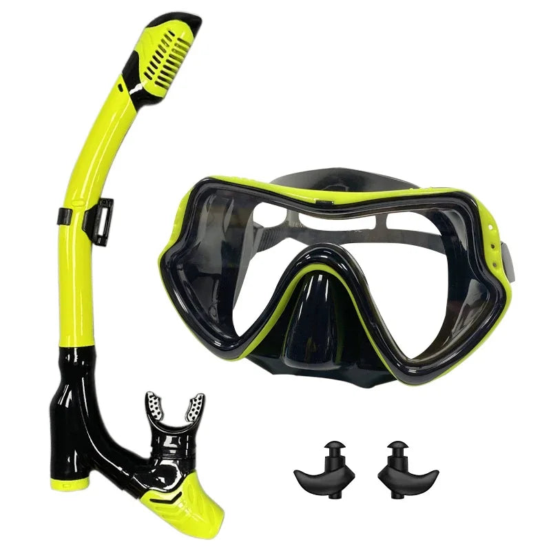 QYQ Diving Mask Professional Snorkel Diving Mask and Snorkels Goggles Glasses Diving Swimming Easy Breath Tube Set Snorkel Mask gul