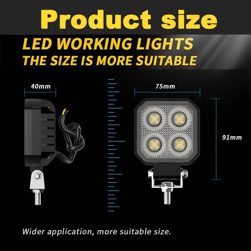 3 Inch 4 LED Rectangle Floodlight 9-32V 18W Car led Work Light For Jeep Truck Boat Tractor ATV Offroad 4X4 Barra LED Headlight