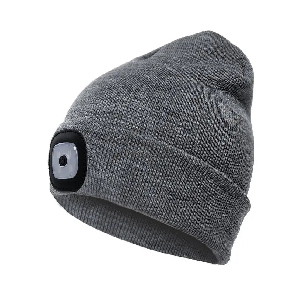 LED Beanie med Pannlampa - USB-Laddningsbar Vintermössa för Löpning & Cykling light G