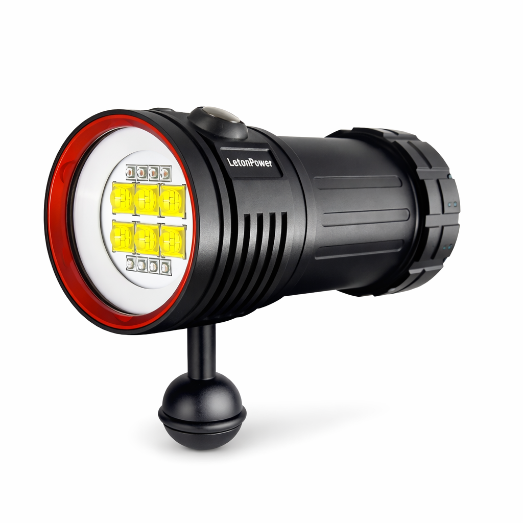 LetonPower Sealion Dyklampa 22800 Lumen – Uppladdningsbar Undervattenslampa 100m Vattentät