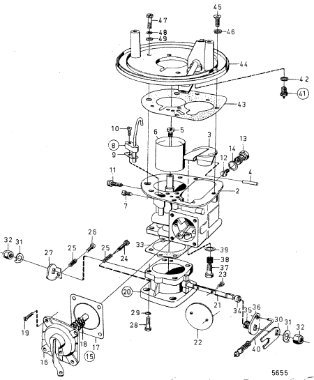 Förgasare Reparationskit för Volvo Penta Solex 44PA1 - AQ115/AQ125/AQ130