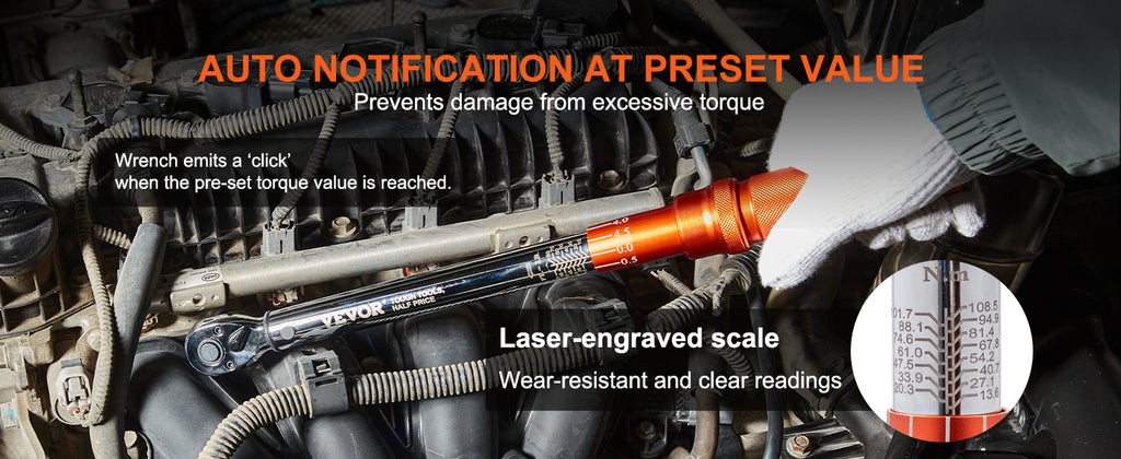 Professionell Momentnyckel Set – Dubbelriktad Justerbar Momentnyckel med Dubbla Skalor